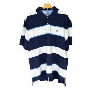 Chaps Mens Everyday Polo Shirt Blue & White Stripes XXL 100% Cotton